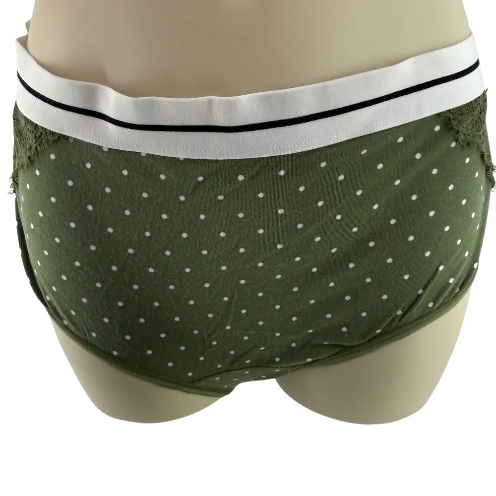Cacique Cotton Full Brief Panty Navy Blue Olive Green White Polkadot Size 14/16